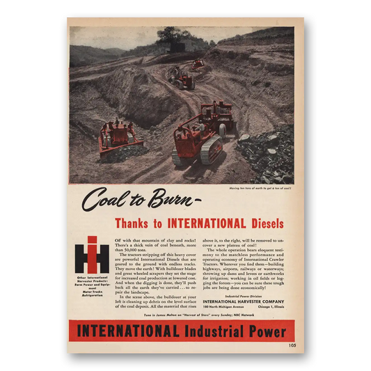 1946 International Harvester Coal to Burn Vintage Magazine Print Ad