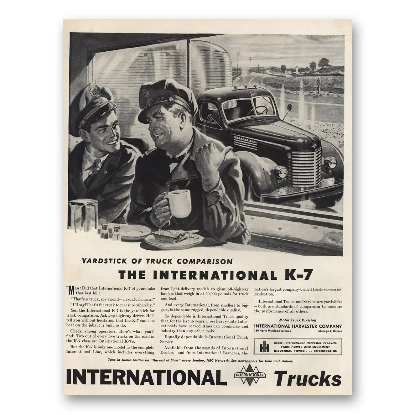 1946 International Trucks K7 Yardstick Truck Comparison Vintage Magazine Print Ad