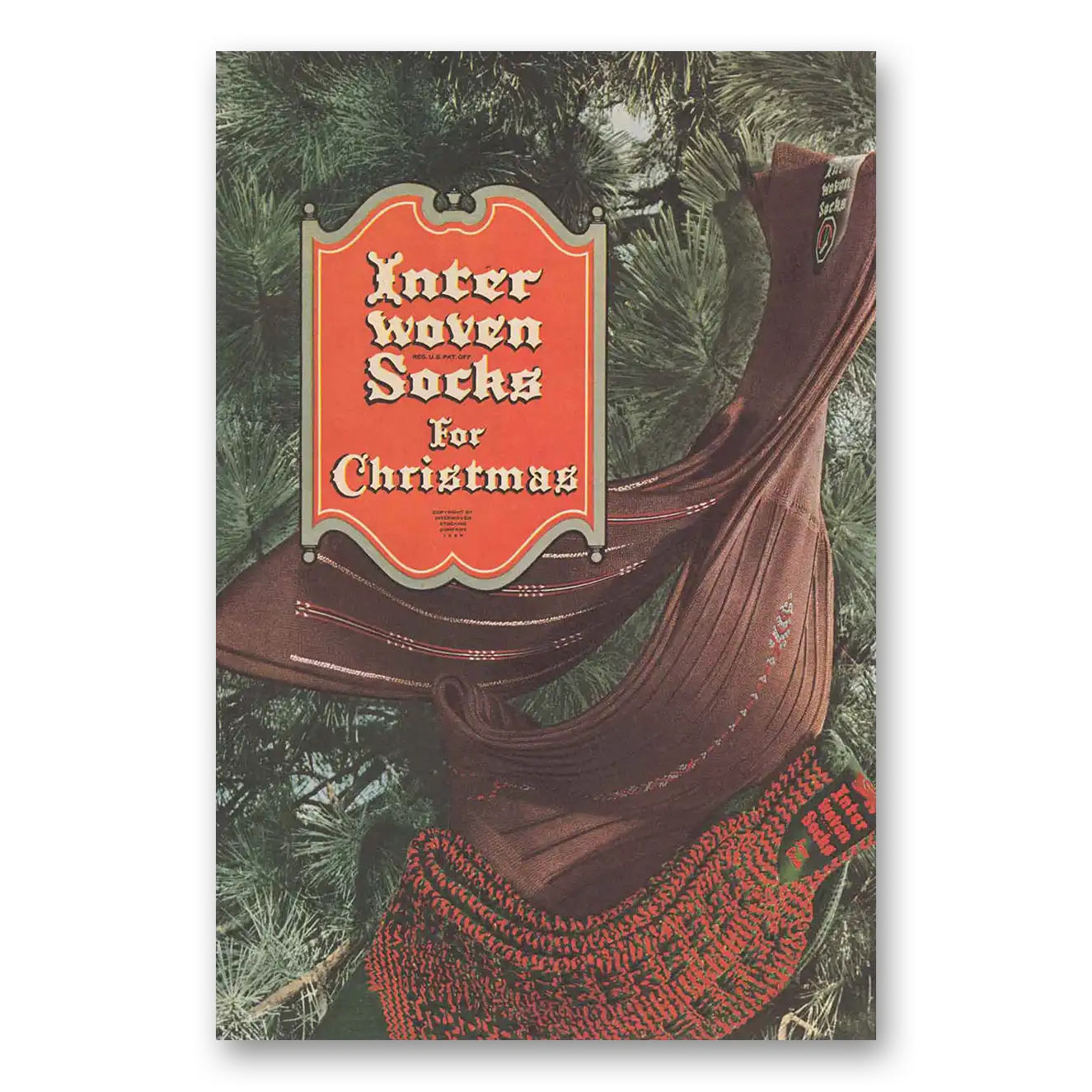 1946 Interwoven Socks Christmas Vintage Magazine Print Ad