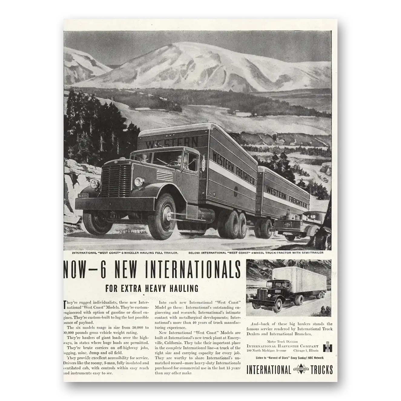 1946 International Trucks New Internationals for Extra Heavy Hauling Vintage Magazine Print Ad