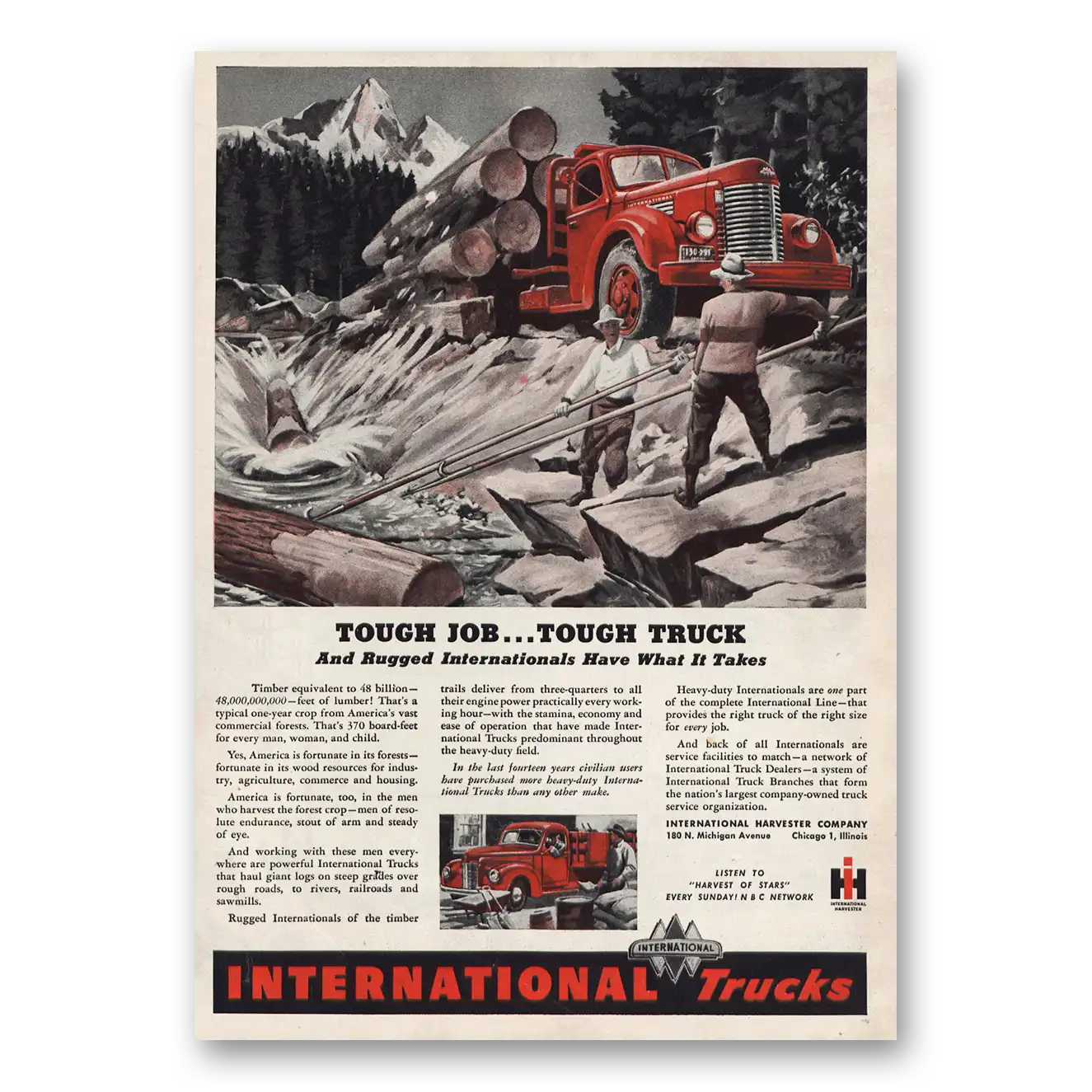 1946 International Trucks Tough Job Tough Truck Vintage Magazine Print Ad