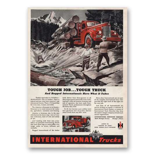 1946 International Trucks Tough Job Tough Truck Vintage Magazine Print Ad