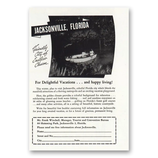 1946 Jacksonville Florida Friendly City Vintage Magazine Print Ad