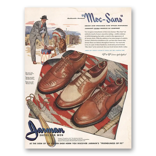 1946 Jarman Shoes Moc Sans Vintage Magazine Print Ad