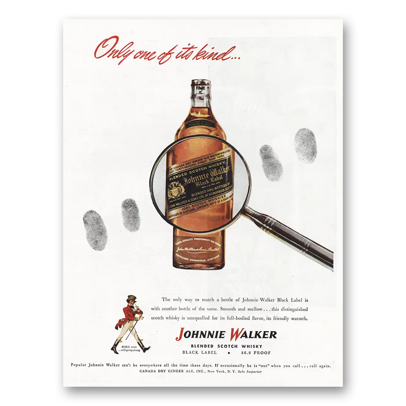 1946 Johnnie Walker Only One Of Its Kind Vintage Magazine Print Ad