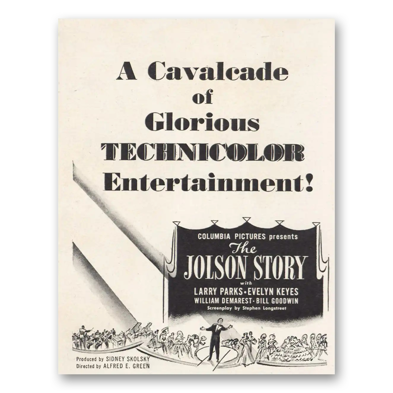 1946 The Jolson Story Movie Promo Cavalcade Glorious Technicolor Vintage Magazine Print Ad