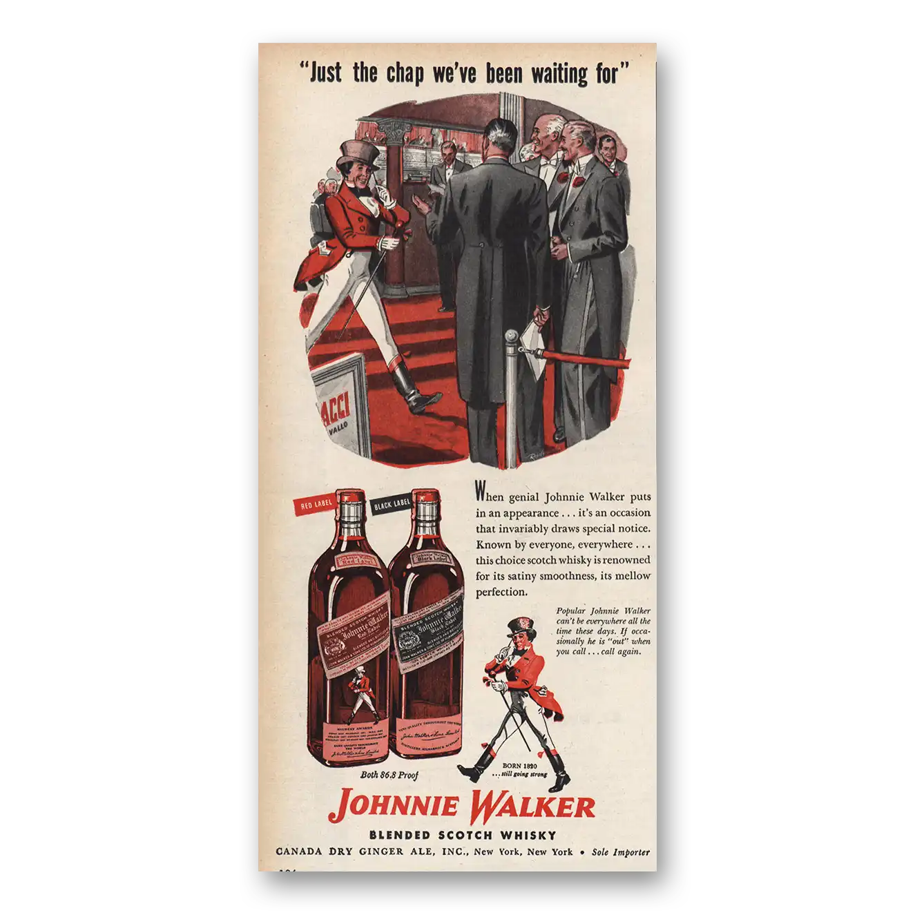 1946 Johnnie Walker Just Chap We've Been Waiting For Vintage Magazine Print Ad