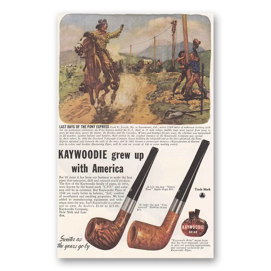 1946 Briar Pipe Pony Express Vintage Magazine Print Ad