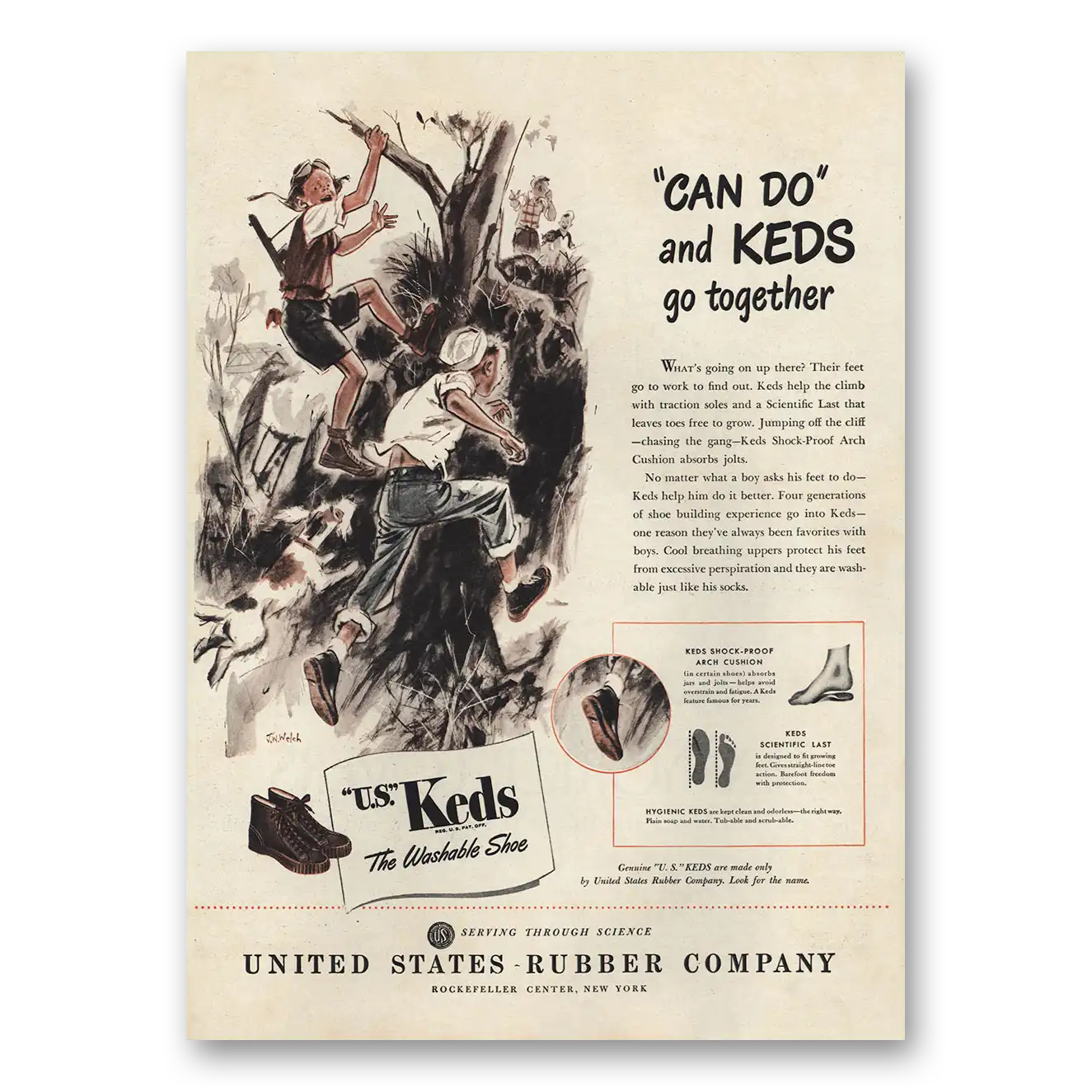 1946 Keds Shoes Can Do and Keds Go Together Vintage Magazine Print Ad