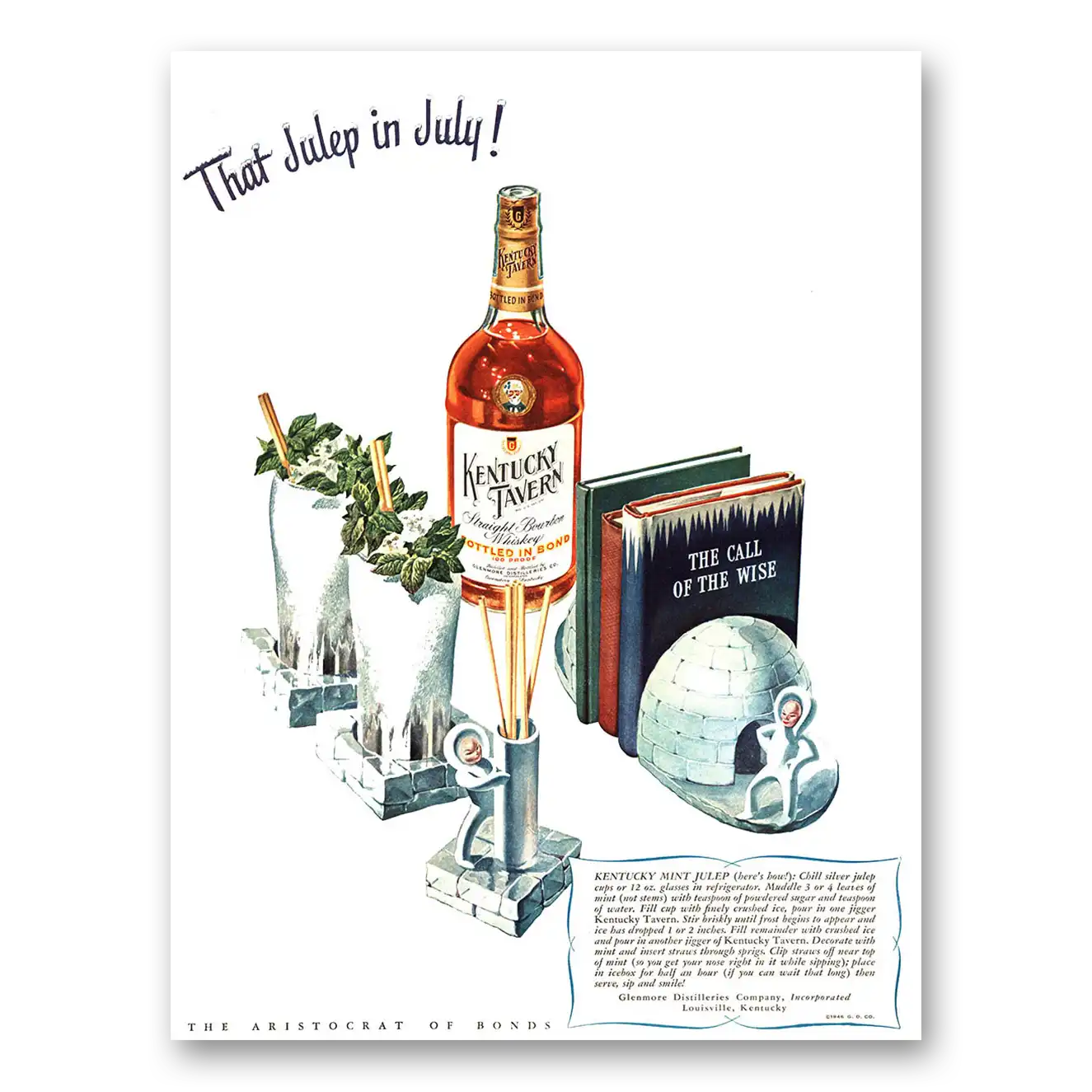 1946 Kentucky Tavern Whiskey That Julep In July Vintage Magazine Print Ad