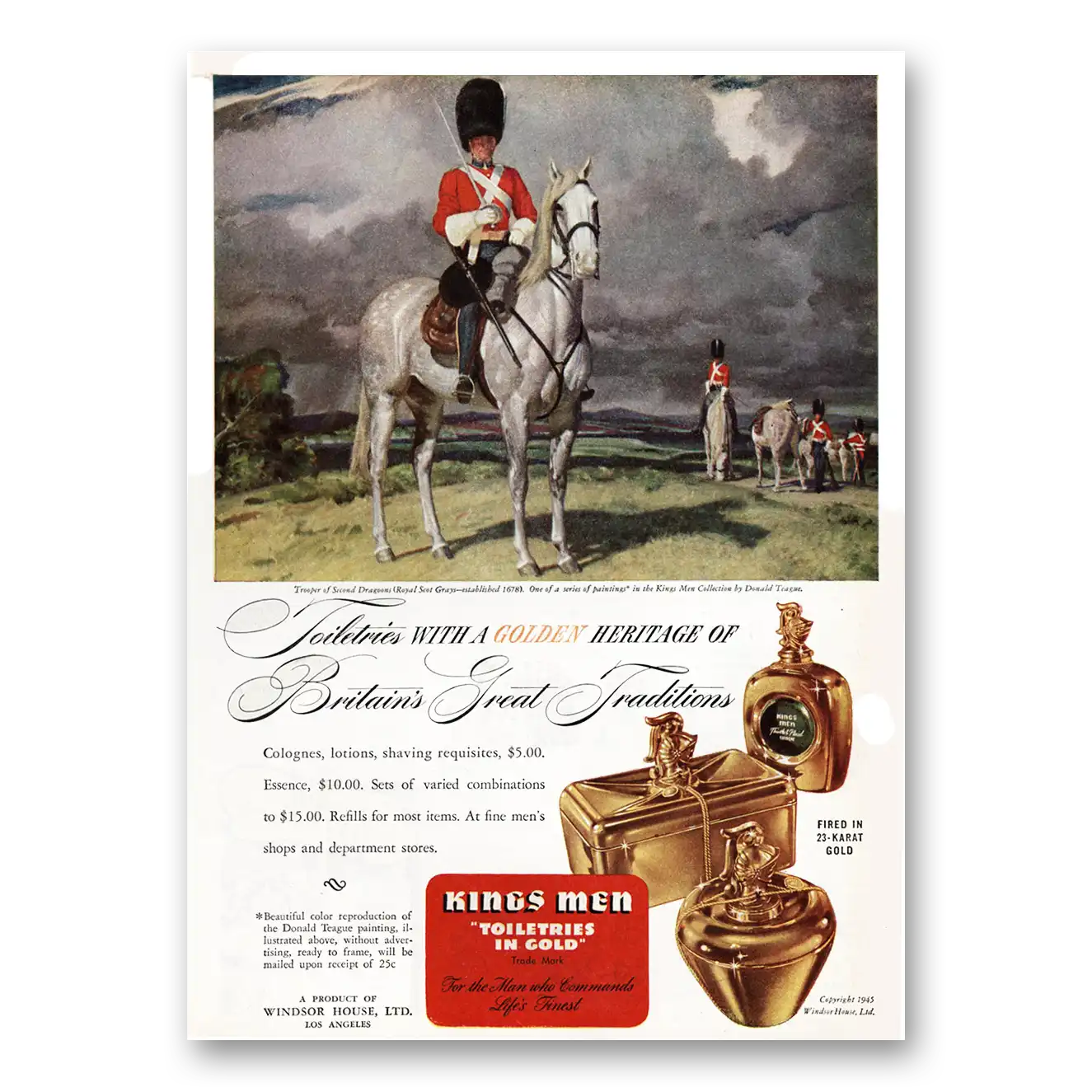 1946 Kings Men Toiletries Golden Heritage of Britains Great Traditions Vintage Magazine Print Ad