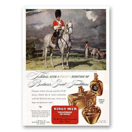 1946 Kings Men Toiletries Golden Heritage of Britains Great Traditions Vintage Magazine Print Ad