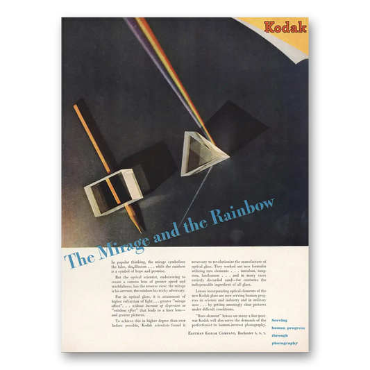 1946 Kodak Lenses Mirage and the Rainbow Vintage Magazine Print Ad