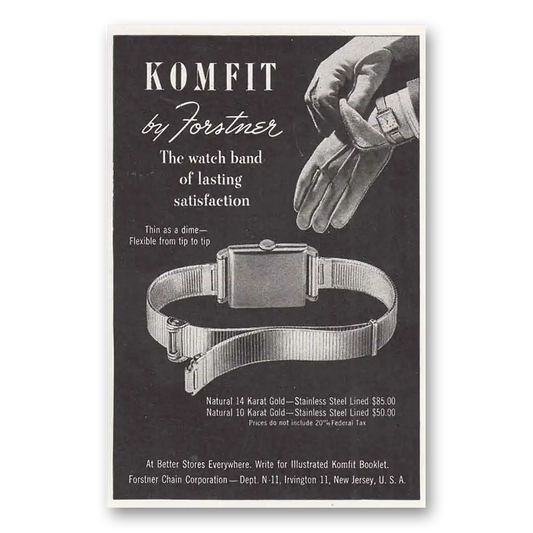 1946 Forstner Komfit by Forstner Watch Band Vintage Magazine Print Ad