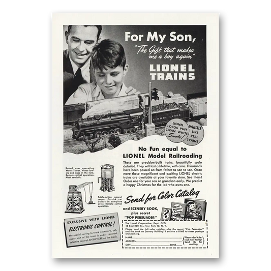 1946 Lionel Trains For My Son Model Railroading Vintage Magazine Print Ad