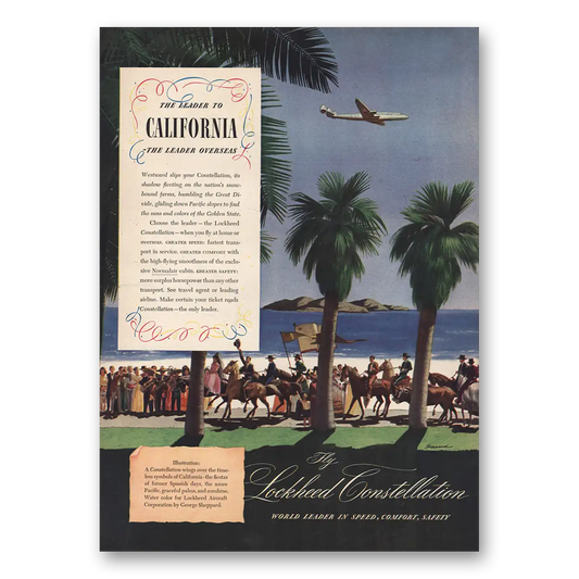 1946 Lockheed Constellation Westward Slips Constellation California Vintage Magazine Print Ad