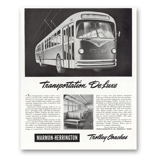 1946 Marmon Herrington Trolley Coaches Transportation Deluxe Vintage Magazine Print Ad