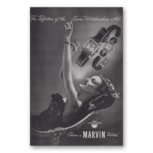 1946 Marvin Watches Perfection of the Swiss Watchmaking Art Vintage Magazine Print Ad