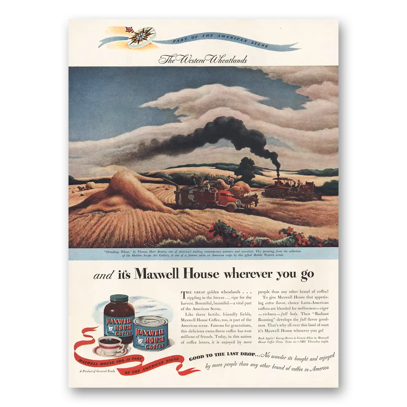 1946 Maxwell House Coffee Western Wheatlands Vintage Magazine Print Ad