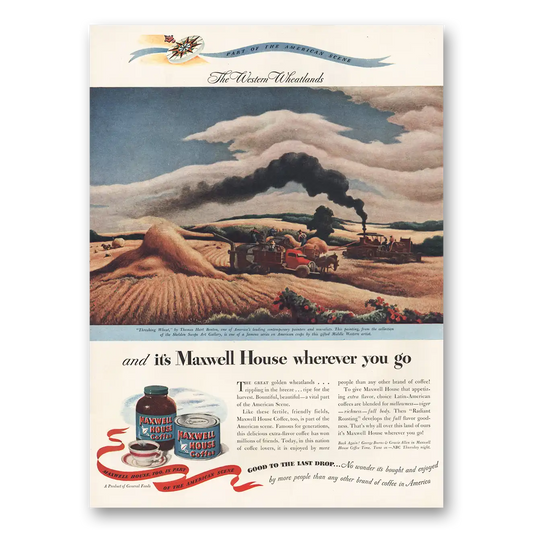 1946 Maxwell House Coffee Western Wheatlands Vintage Magazine Print Ad