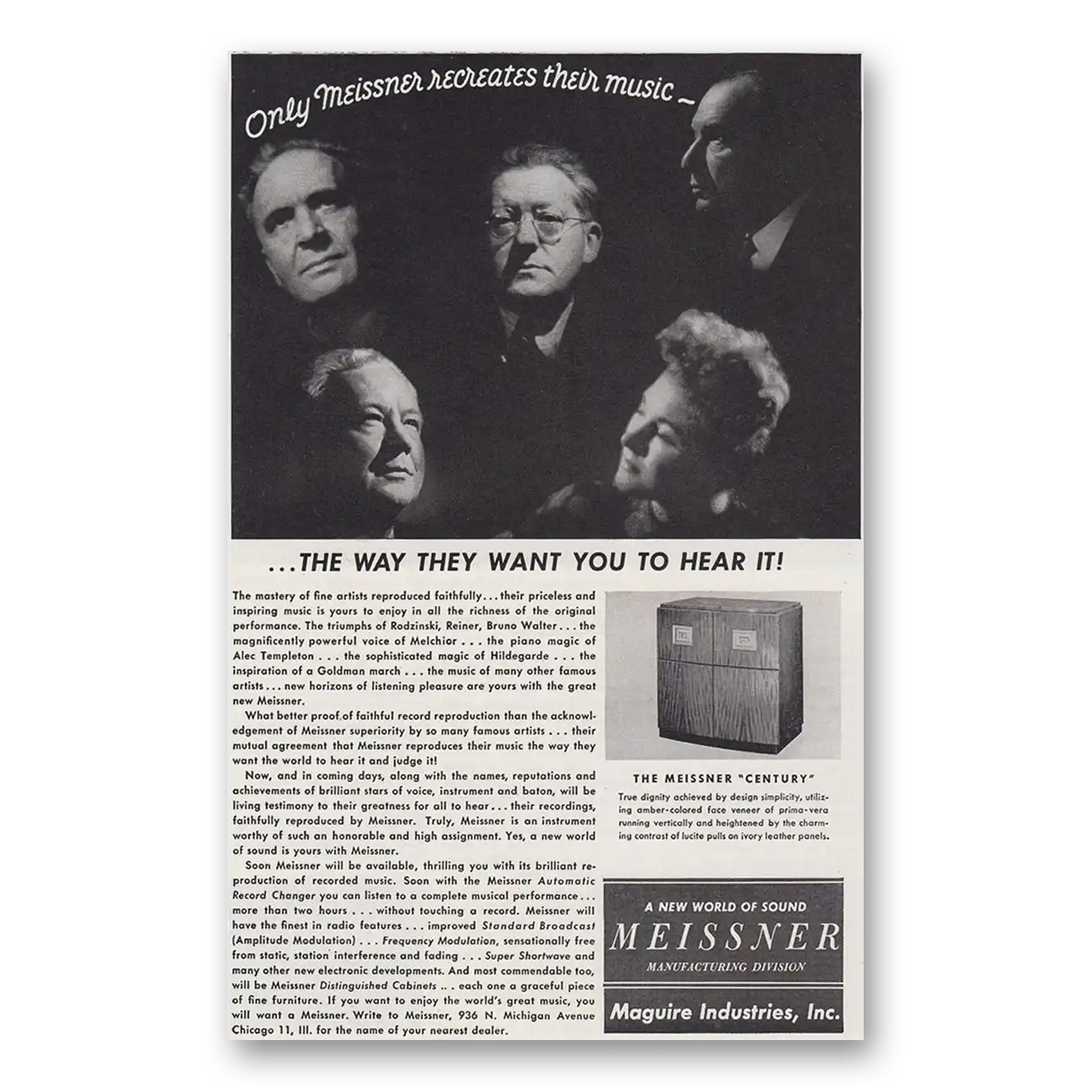 1946 Meissner Radio Phonograph Way They Want You to Heart It Vintage Magazine Print Ad