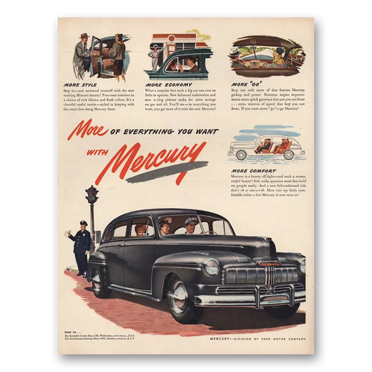 1946 Mercury More Style More Economy More Go Vintage Magazine Print Ad