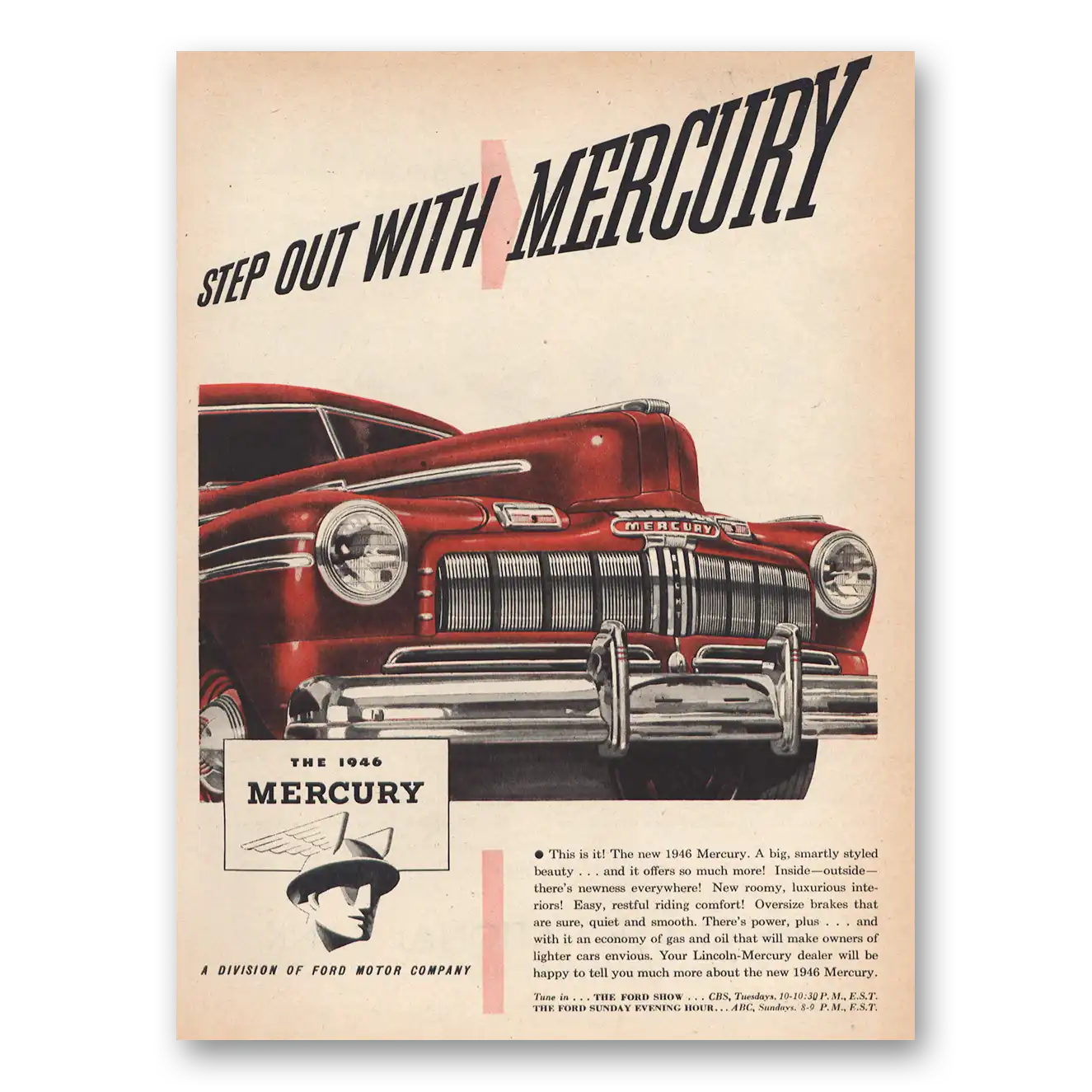 1945 Mercury Step Out With Mercury Vintage Magazine Print Ad