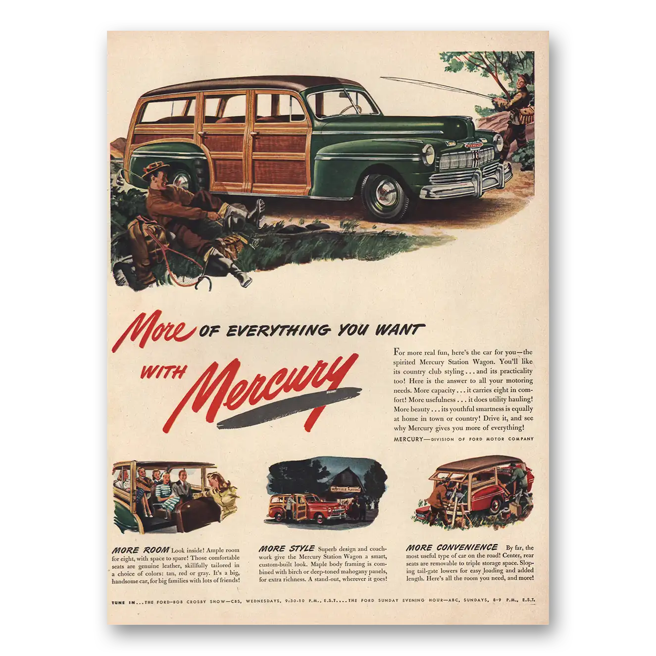 1946 Mercury Station Wagon More of Everything You Want Vintage Magazine Print Ad