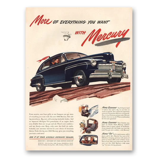 1946 Mercury Massive New Front Grille to Rear Bumpers Vintage Magazine Print Ad