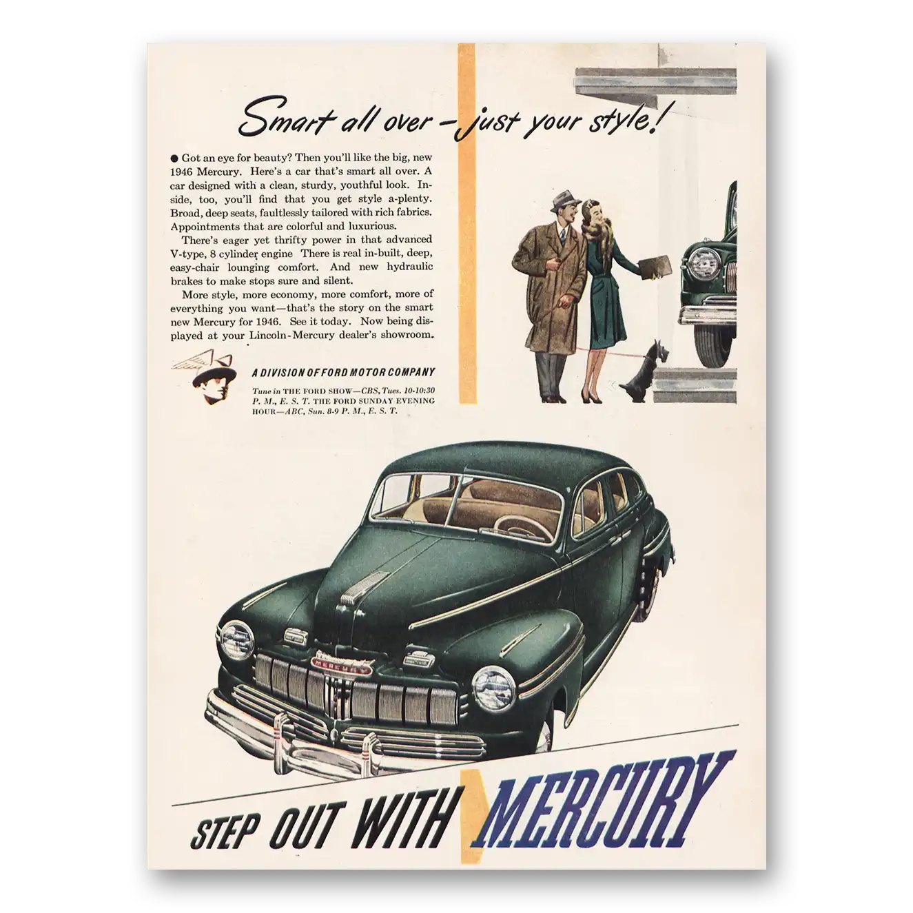 1946 Mercury Got an Eye for Beauty Smart All Over Vintage Magazine Print Ad