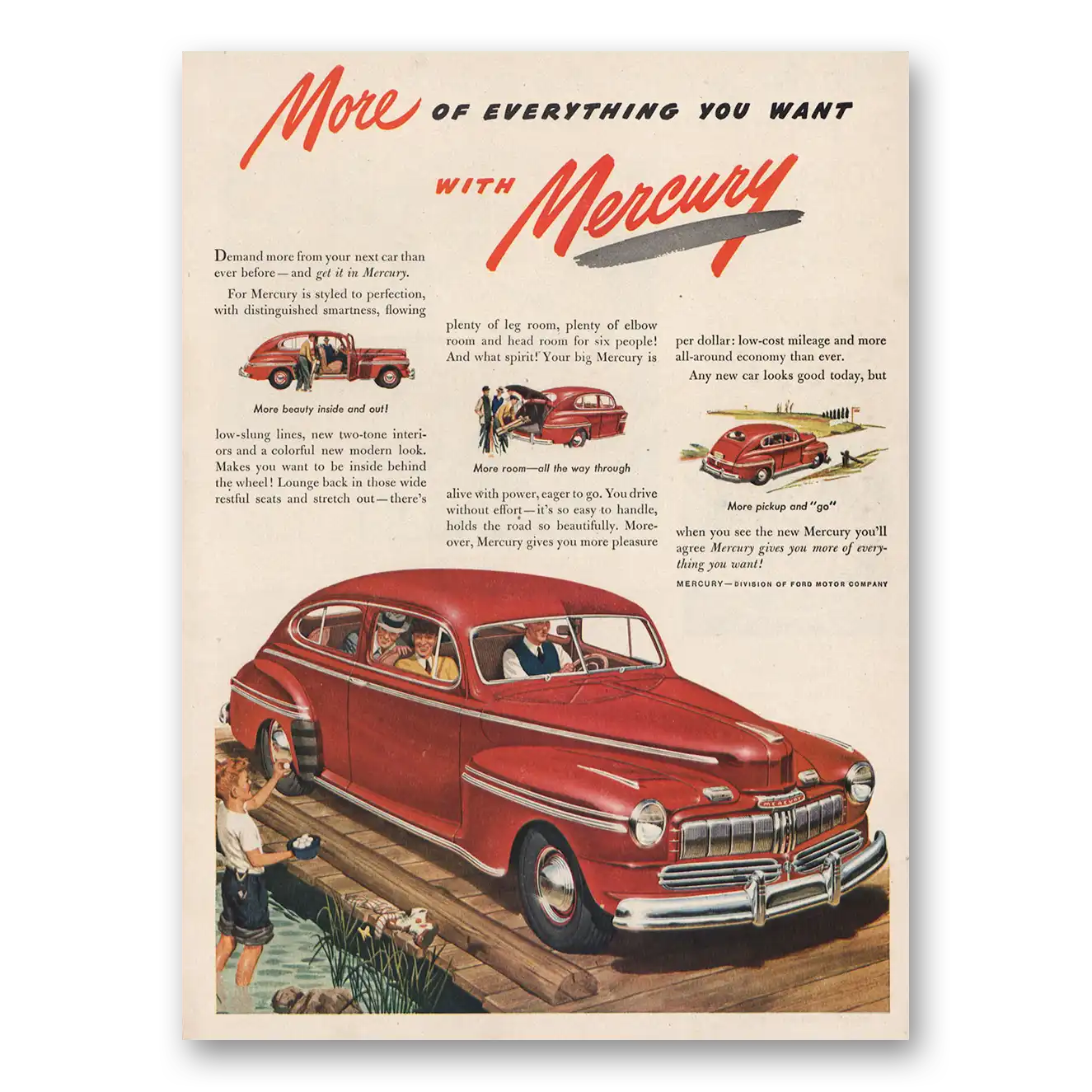 1946 Mercury More of Everything You Want Demand More Vintage Magazine Print Ad