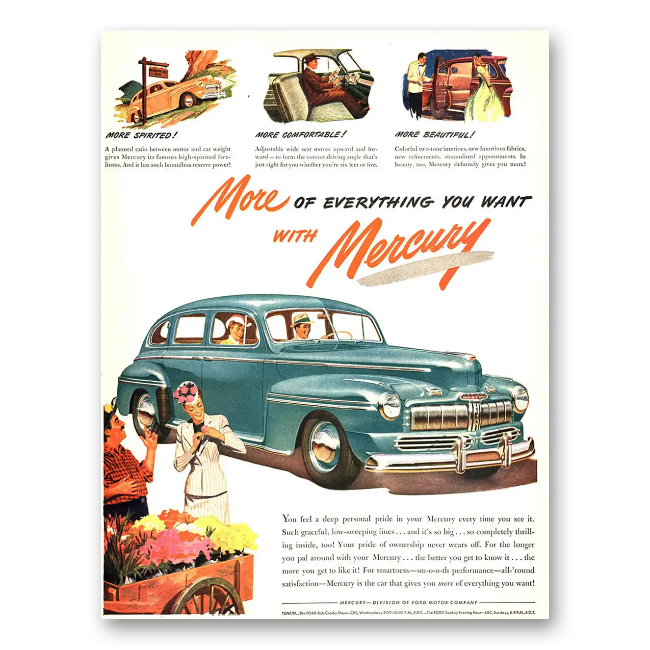 1946 Mercury More of Everything You Want Vintage Magazine Print Ad