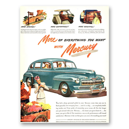 1946 Mercury More of Everything You Want Vintage Magazine Print Ad