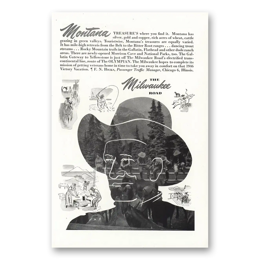 1946 Milwaukee Road Montana Treasures Where You Find It Vintage Magazine Print Ad