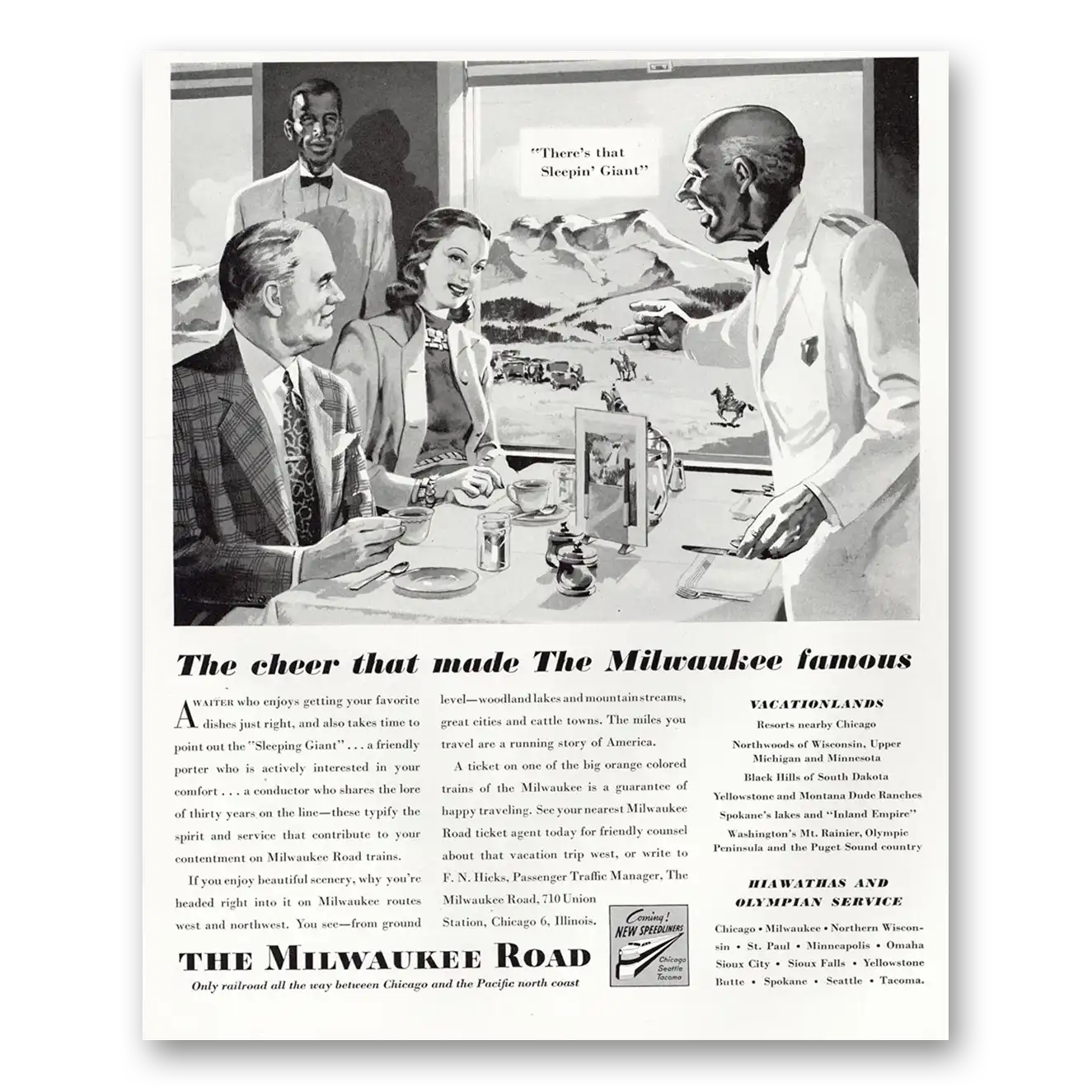 1946 Milwaukee Road Cheer That Made the Milwaukee Famous Vintage Magazine Print Ad