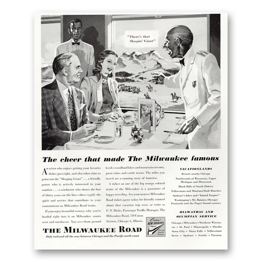 1946 Milwaukee Road Cheer That Made the Milwaukee Famous Vintage Magazine Print Ad