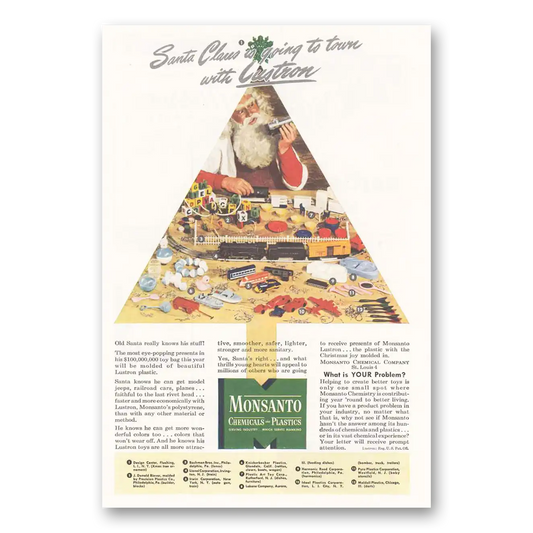 1946 Monsanto Santa Claus is Going to Town Vintage Magazine Print Ad