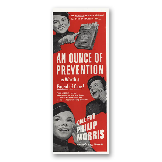 1946 Philip Morris Cigarettes An Ounce of Prevention Vintage Magazine Print Ad