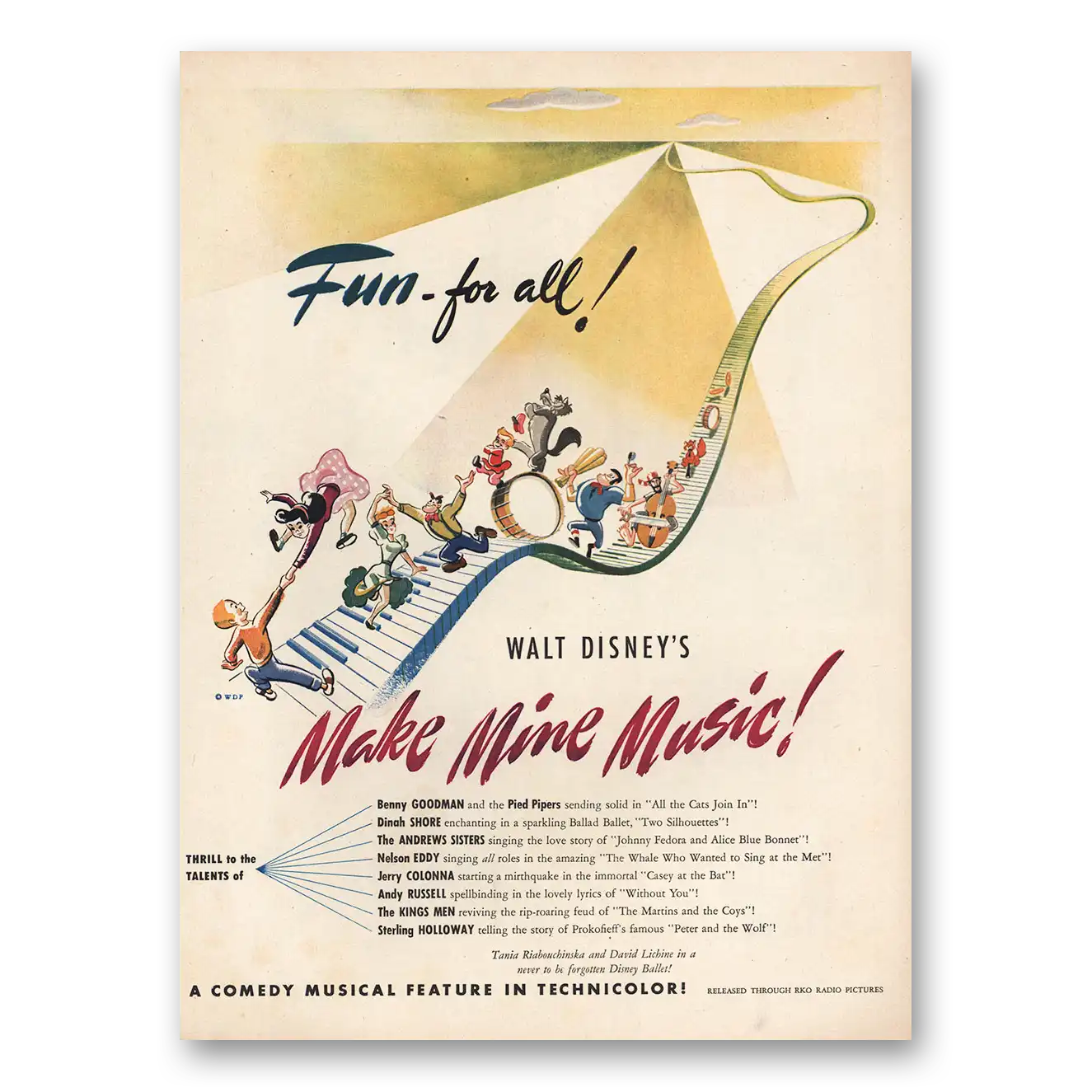 1946 Make Mine Music Movie Promo Benny Goodman Fun For All Disney Vintage Magazine Print Ad