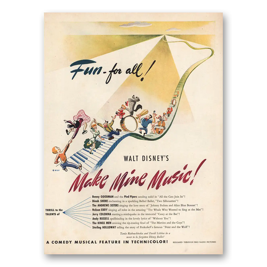 1946 Make Mine Music Movie Promo Benny Goodman Fun For All Disney Vintage Magazine Print Ad