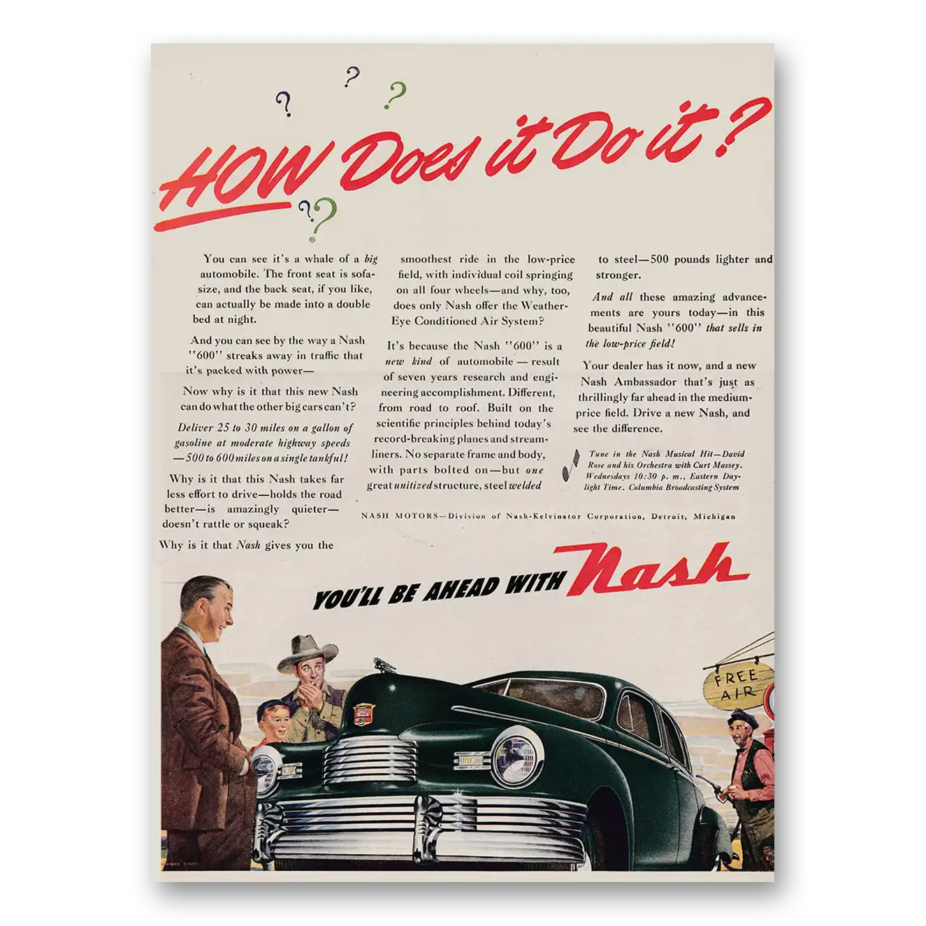 1946 Nash Motors How Does It Do It Vintage Magazine Print Ad