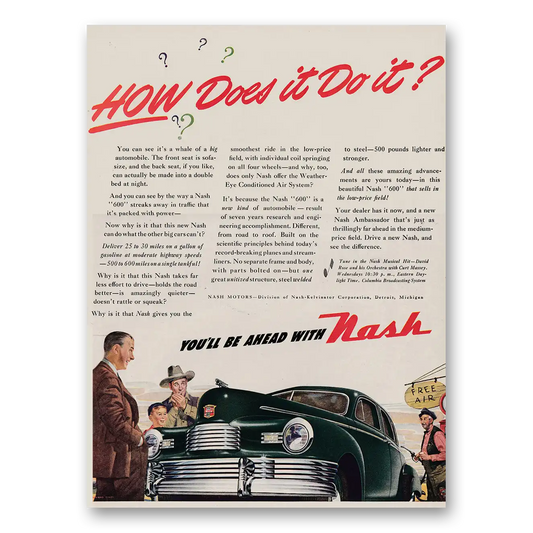 1946 Nash Motors How Does It Do It Vintage Magazine Print Ad