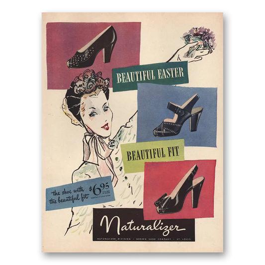 1946 Naturalizer Shoes Beautiful Easter Beautiful Fit Vintage Magazine Print Ad