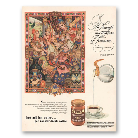 1946 Nescafe Coffee My Treasure of Treasures Vintage Magazine Print Ad