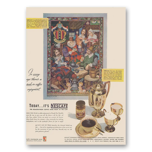 1946 Nescafe Coffee Every Age Theres a Peak in Coffee Vintage Magazine Print Ad