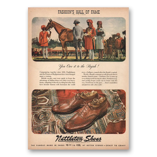 1946 Nettleton Shoes Fashions Hall of Fame Rajah Vintage Magazine Print Ad