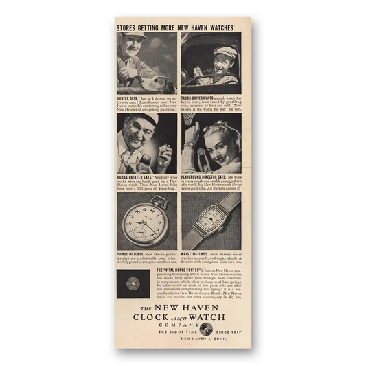 1946 New Haven Watches Hunter Truck Driver House Painter Vintage Magazine Print Ad