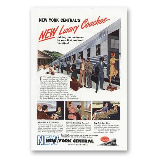 1946 New York Central New Luxury Coaches Vintage Magazine Print Ad