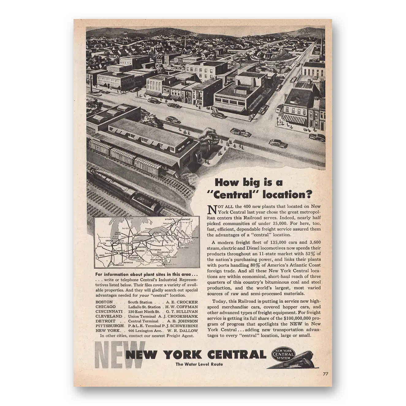 1946 New York Central Central Location Vintage Magazine Print Ad