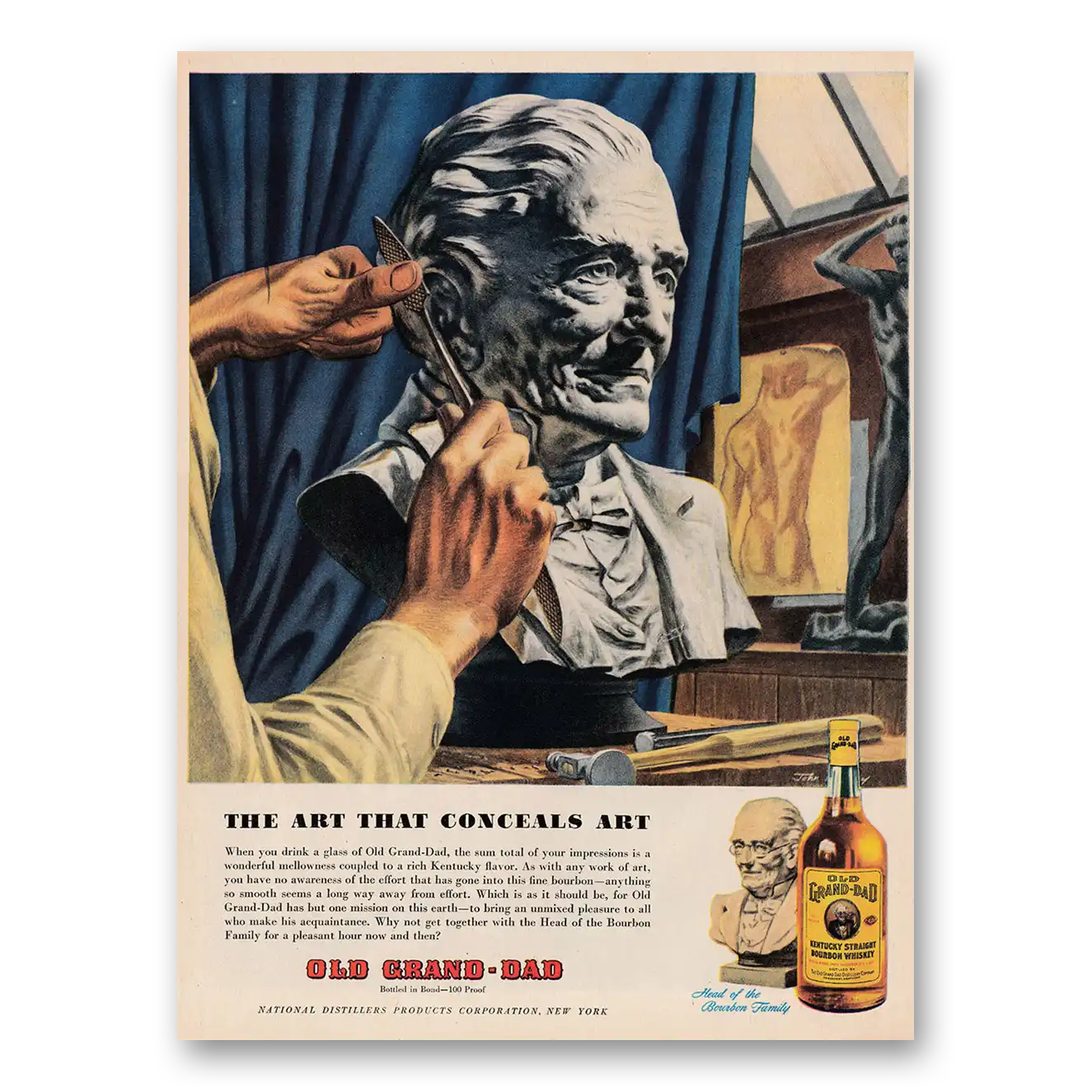 1946 Old Grand-Dad Bourbon Whiskey Art That Conceals Art Vintage Magazine Print Ad